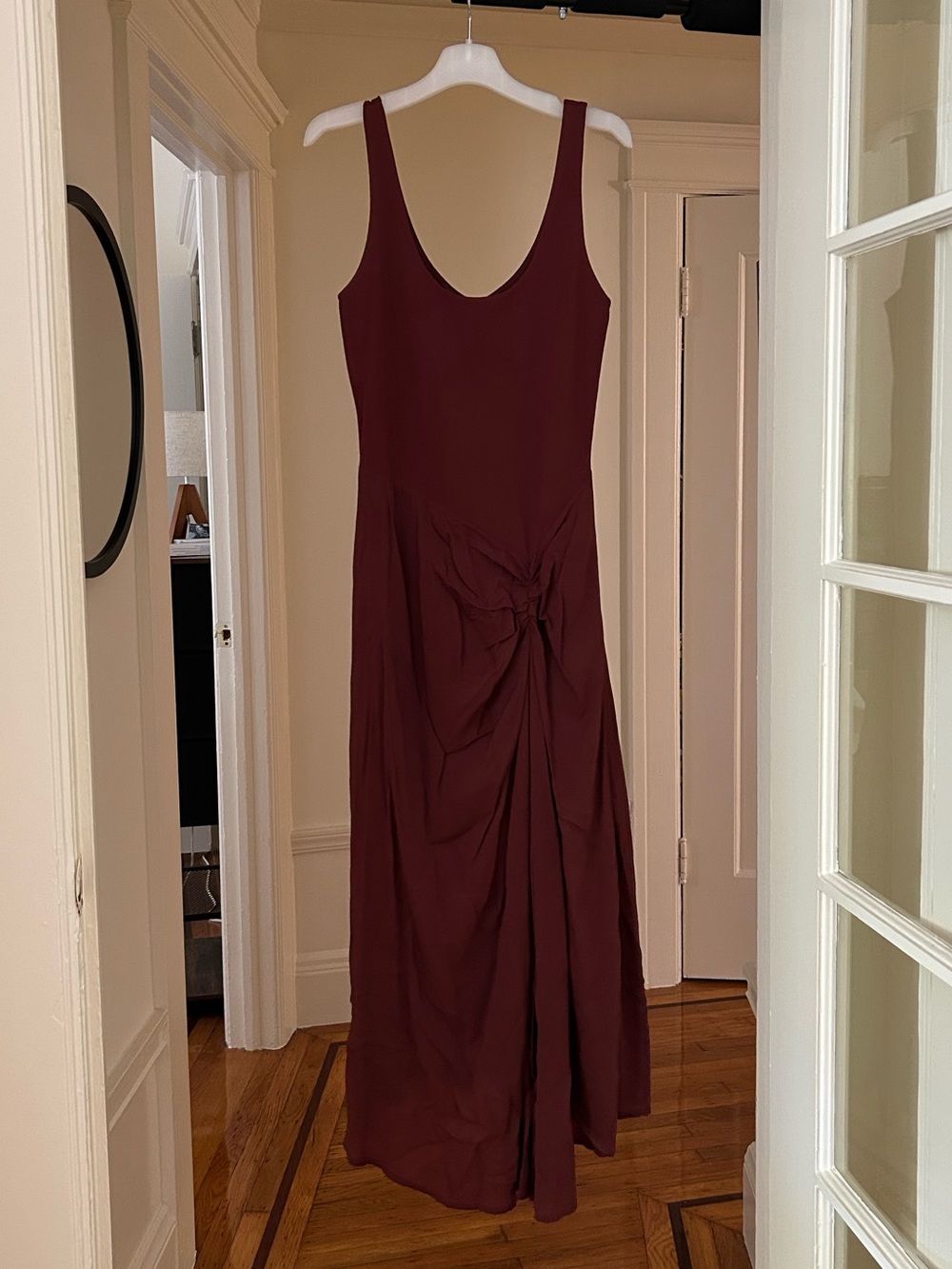 Banana Republic Burgundy Sleeveless Knot-Front Maxi Dress
